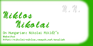 miklos nikolai business card